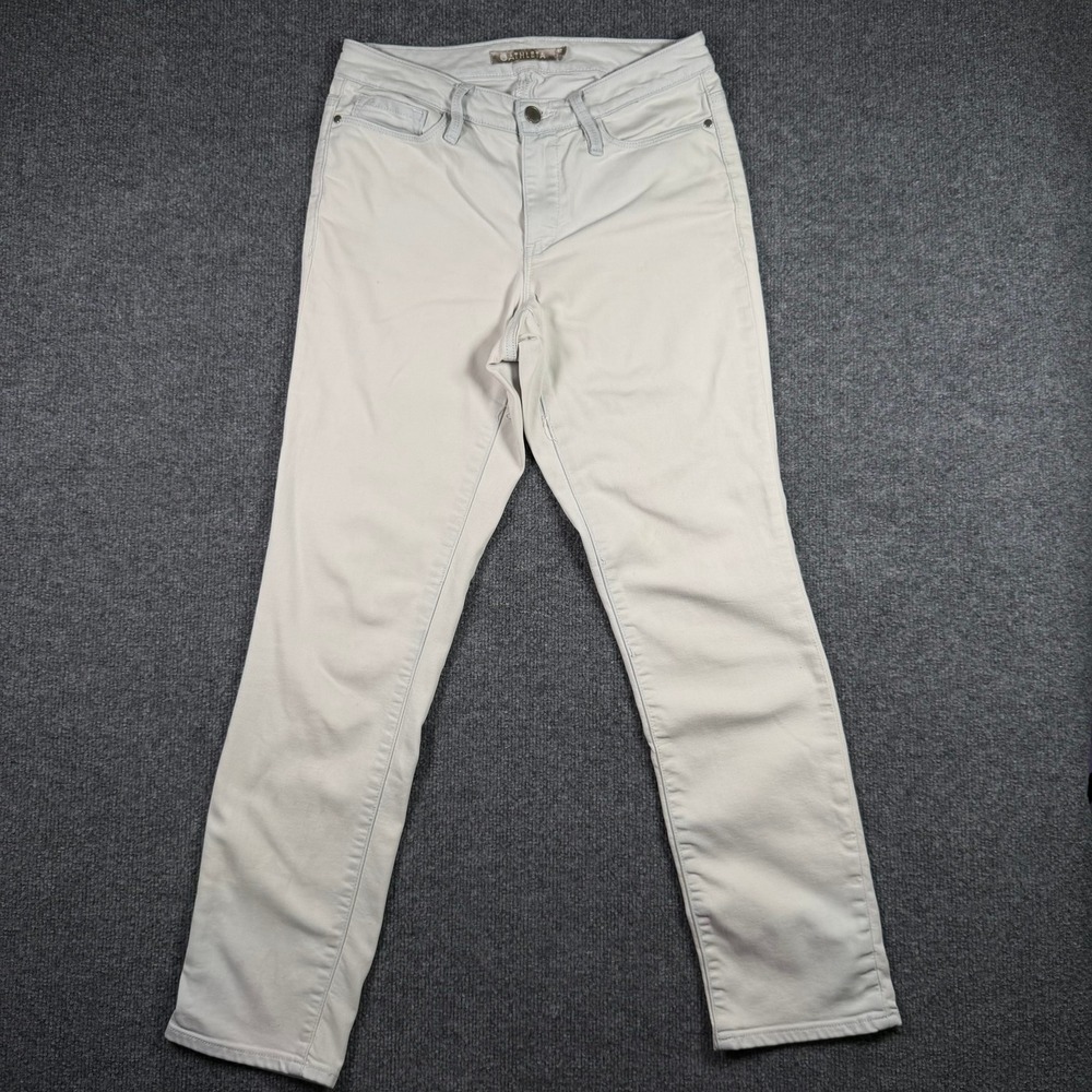 Athleta Sculptek Pants Womens 4T Stone Gray Stretch Straight Leg Performance